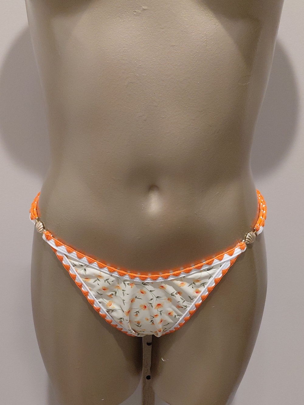 Samiol Women’s Orange Trim Floral Bikini Bottom